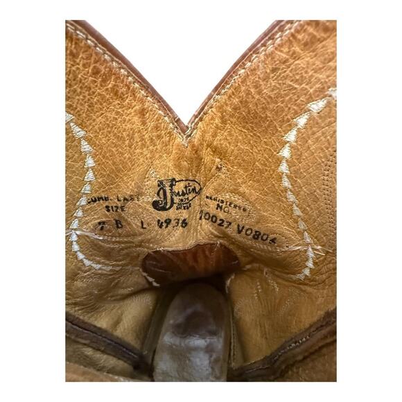 Justin Classic Western Cowboy Boot Golden Saltillo Women size 7 B - Picture 6 of 7